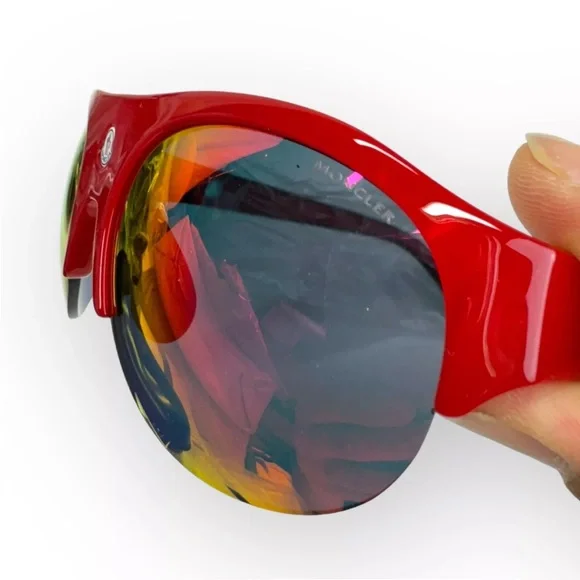 NEW MONCLER Sunglasses Red Shield Mirrored Grey (2 Lens) ML0050/S 68C 60 20 135